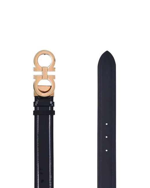 Ferragamo Blue Double-Sided Logo Buckle Belt