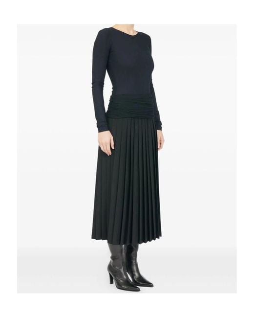 MM6 by Maison Margiela Black Pleated Skirt With Textured Ruching