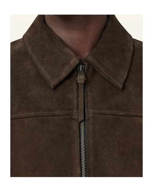AllSaints Brown Suede Zip Jacket for men