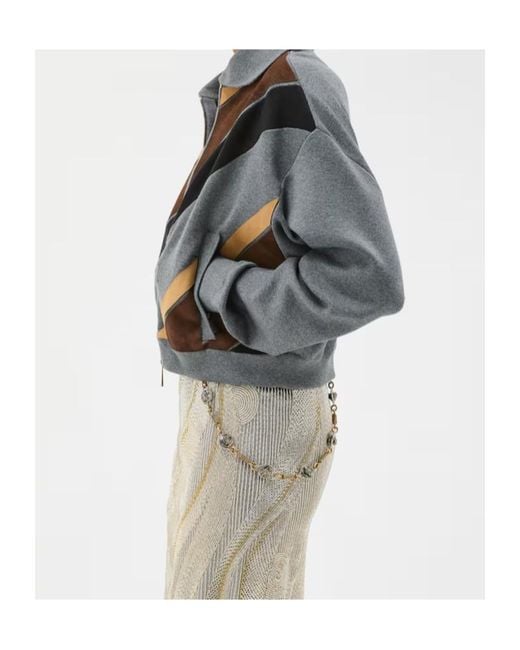 Versace Gray Patchwork Zipped Sweatshirt