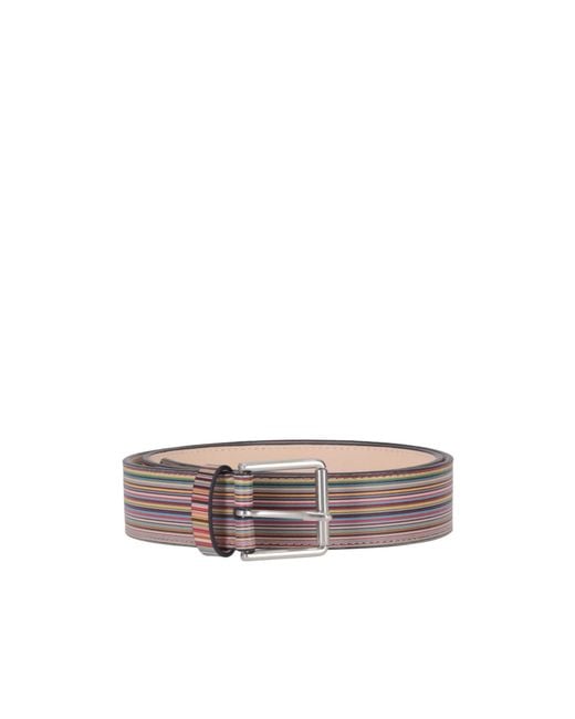 Paul Smith White Signature Stripe Buckle Belt for men