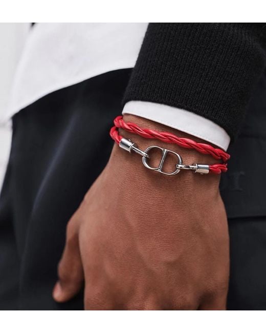 Dior Red Homme Cd Icon Woven Double Bracelet for men