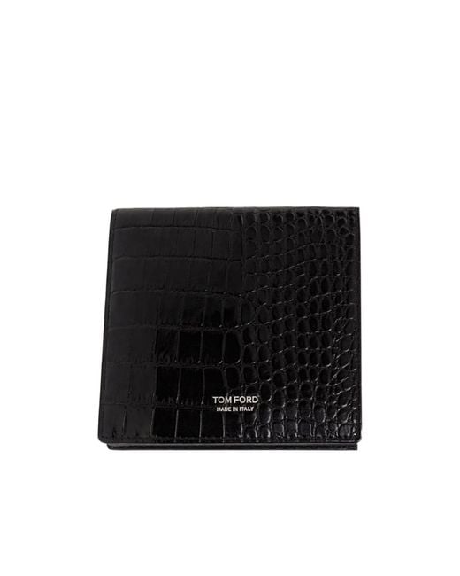 Tom Ford Black Logo Printed Embossed Wallet for men