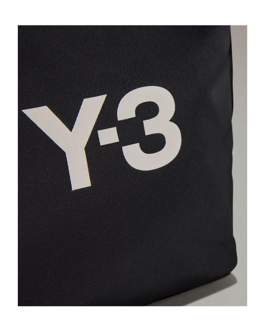Y-3 Black Logo Printed Mini Tote Bag for men