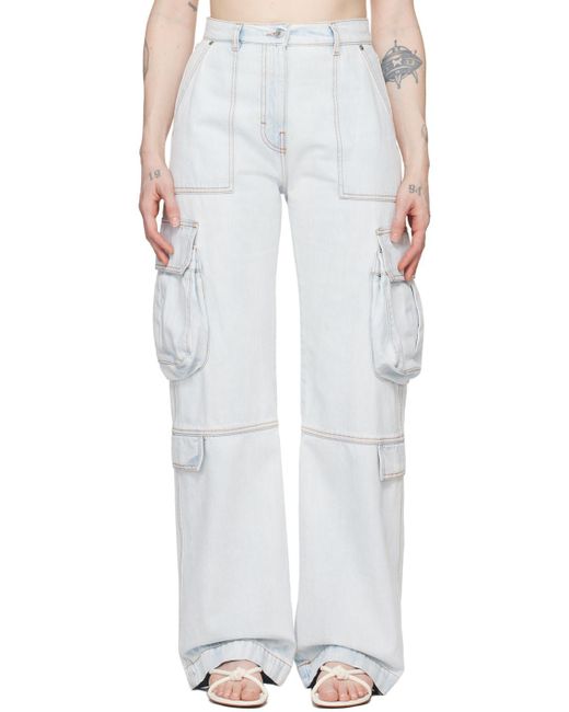 MSGM White Mid-Rise Straight-Leg Cargo Jeans