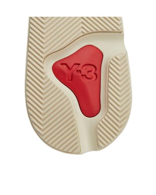 Y-3 Red Logo Embossed Lace-Up Sneakers for men