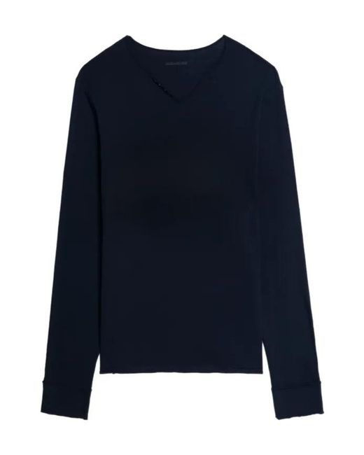Zadig & Voltaire Blue Organic Cotton T-Shirt for men