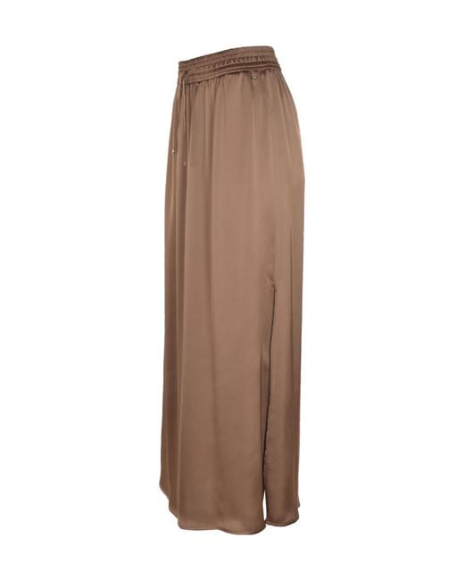 Herno Brown Elasticated-Waist Midi Skirt