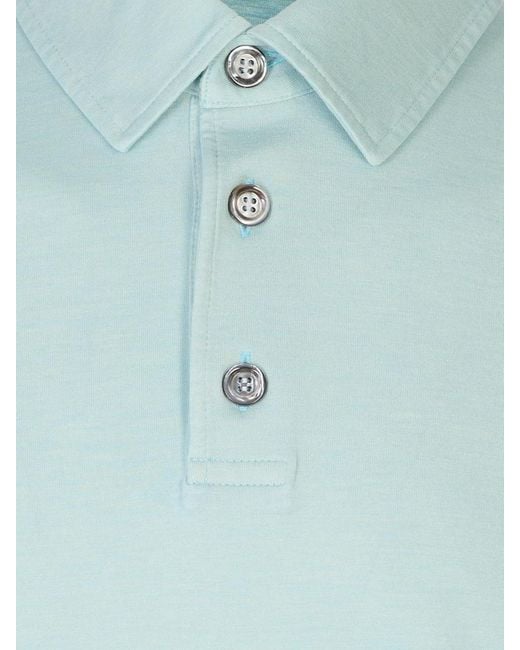 Kiton Blue Short-Sleeved Polo Shirt for men
