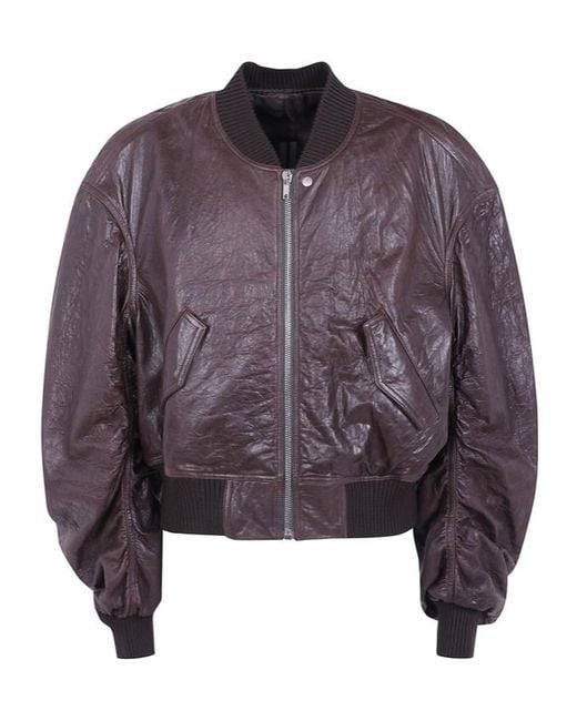Rick Owens Purple Long-Sleeve Leather Jacket for men
