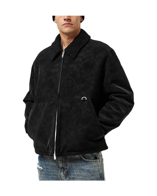 Represent Black Solid-Color Shearling Jacket for men
