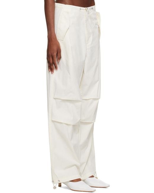 Dion Lee White Drawstring Parachute Trousers for men