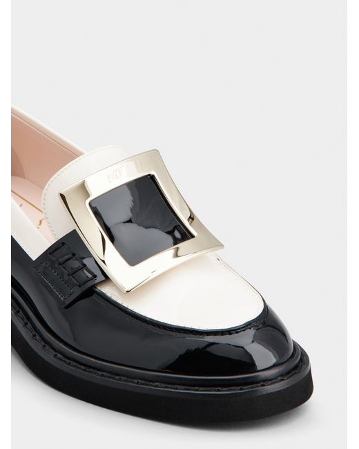 Roger Vivier Black Viv' Rangers Embellished Buckle Loafers