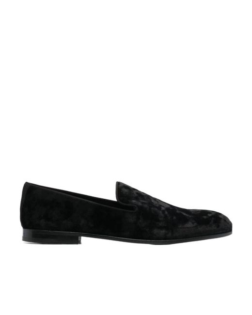 Dolce & Gabbana Black Round-Toe Flat Loafers for men