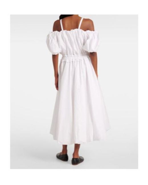 Comme des Garçons White Off-Shoulder Cotton Poplin Midi Dress
