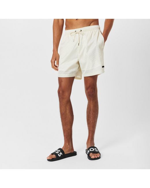 Boss White Solid Color Shorts for men