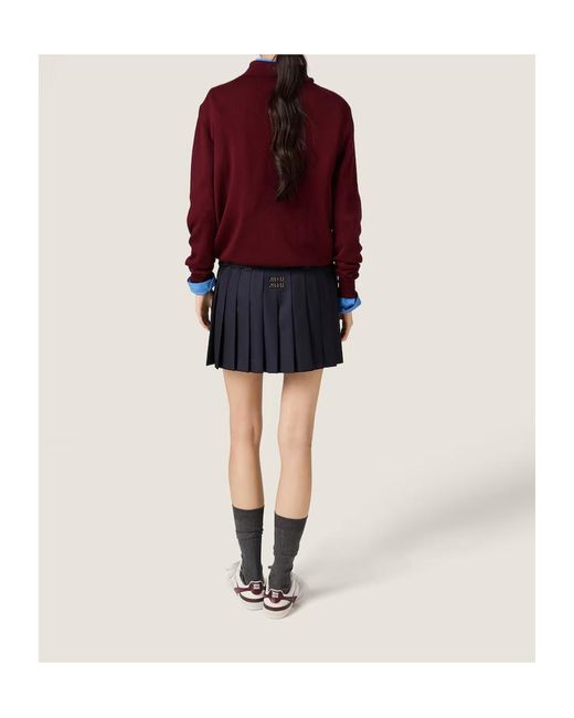 Miu Miu Blue Pleated Batavia Miniskirt