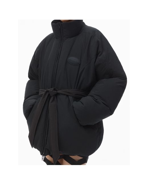 Alexander Wang Blue Tied Waist Puffer Coat
