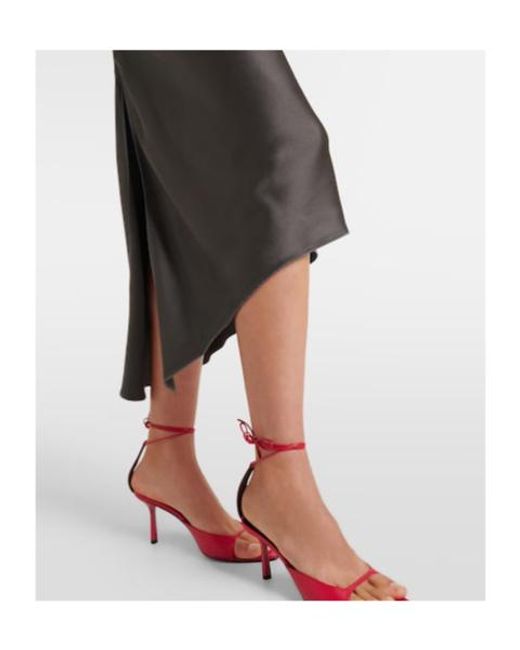 Victoria Beckham Black Kyra Draped Crepe Satin Midi Dress