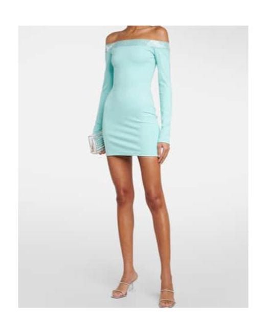 David Koma Blue Crystal-Embellished Minidress