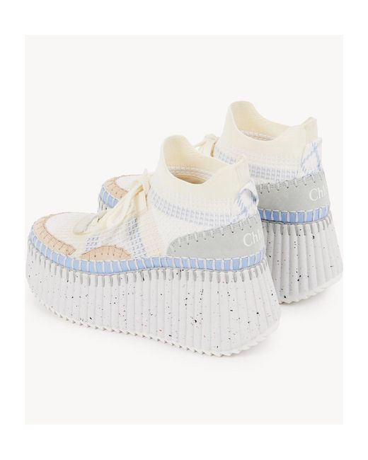 Chloé White Chloé Nama Wedge Sneakers
