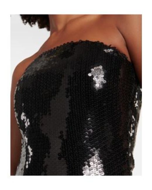 Alexandre Vauthier Black Sequined Strapless Bodysuit