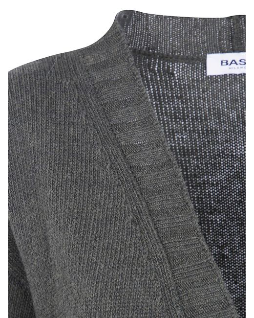 Baserange Gray Base V-Neck Button Cardigan