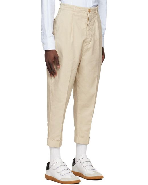 AMI Natural Ami Turn-Up Cuff Cropped Trousers for men