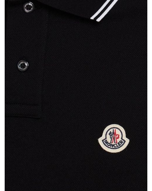 Moncler Black Logo Patch Cotton Polo Shirt for men