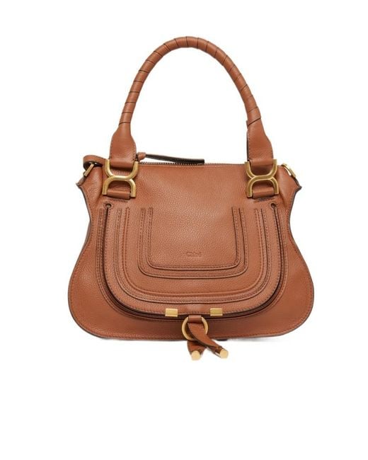 Chloé Brown Logo Saddle Handbag