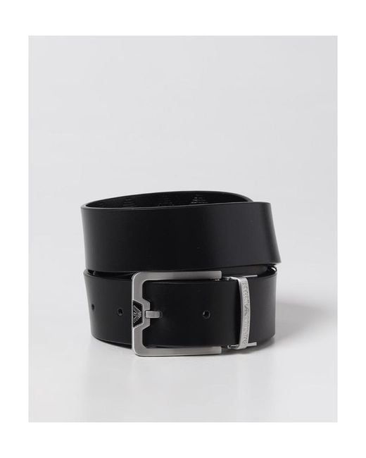Emporio Armani Black Logo Engraved Buckle Belt for men