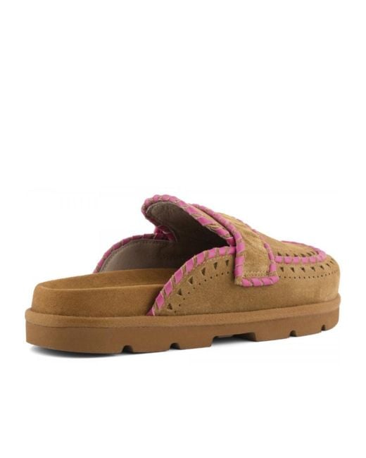 Mou Brown Low Bio Sabot Leather Stitching