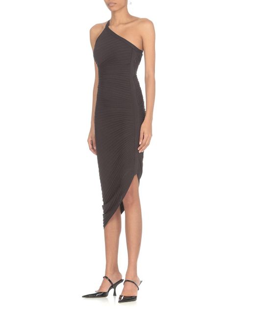Philosophy Di Lorenzo Serafini Black One-Shoulder Knitted Dress