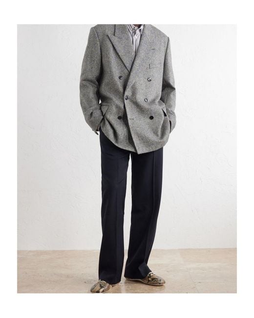 Dries Van Noten Gray Double-Breasted Blazer for men