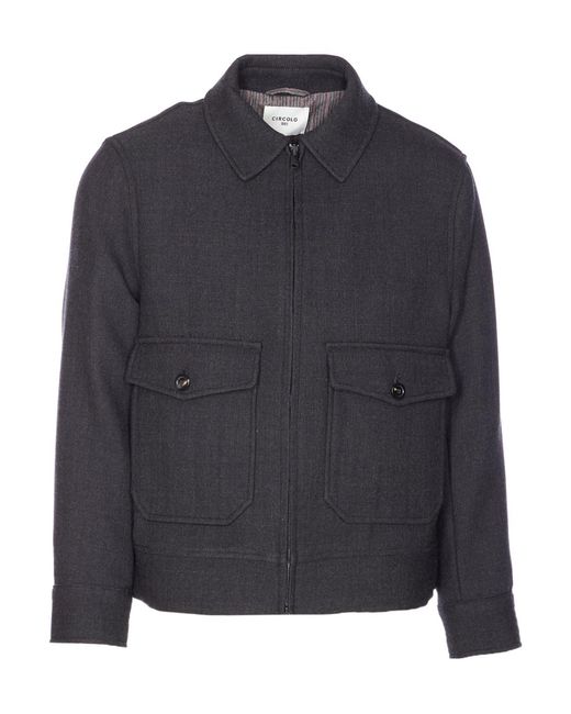 Circolo 1901 Blue High Neck Zip Jacket for men