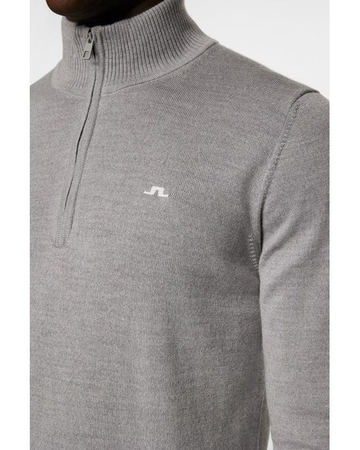 J.Lindeberg Gray Long Sleeve Logo Knit Sweater for men