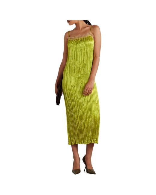 Jason Wu Green Hammered Silk Satin Midi Dress