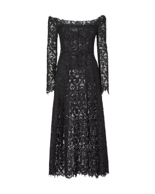 Fendi Black Off-The-Shoulder Bustier Lace Midi Dress