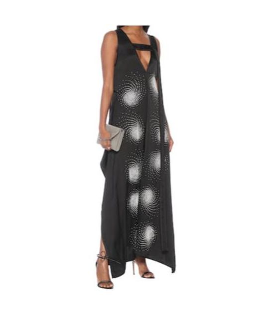 Stella McCartney Black Embellished Stretch-Satin Gown