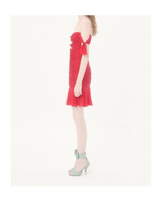 Valentino Red Flounce Chiffon Dress