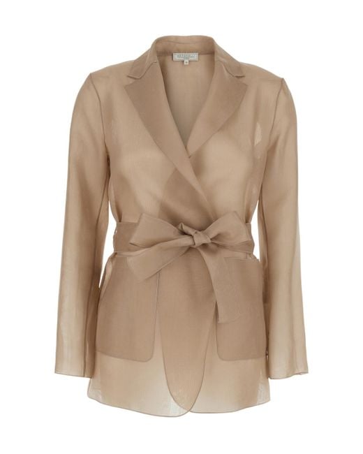 Antonelli Natural Antonelli Notched Revers Jacket With Belt