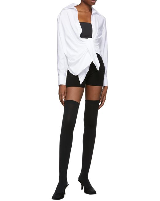 Jacquemus White Bahlia Tie-Up Detailed Blouse
