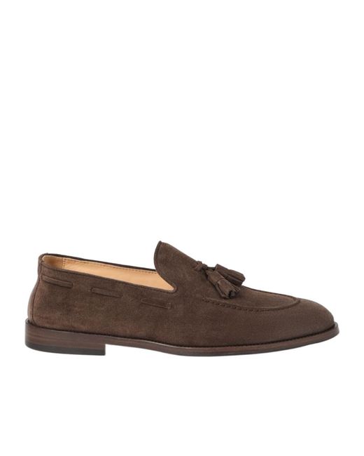 Brunello Cucinelli Brown Slip-On Almond-Toe Tassel Loafers for men