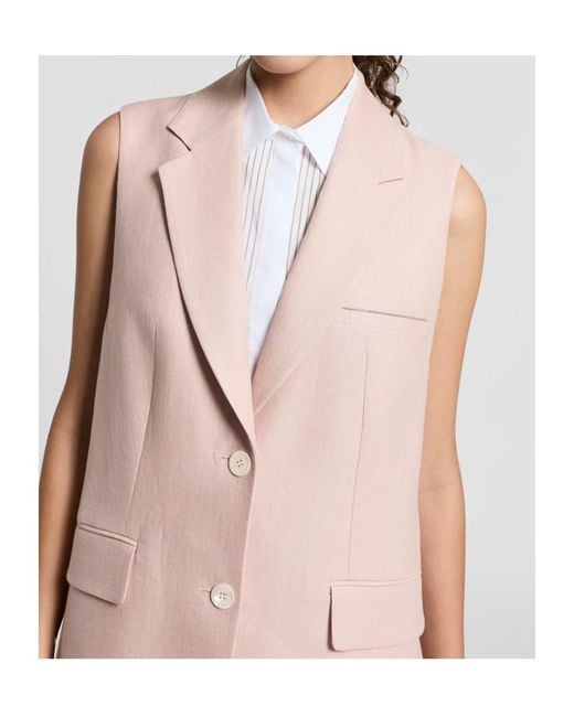 Peserico Pink Buttoned Sleeveless Jacket