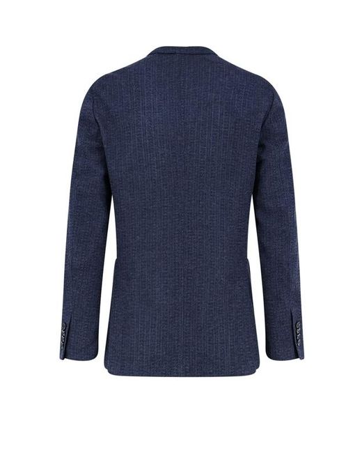 Lardini Blue Double-Breasted Peak-Lapel Blazer for men