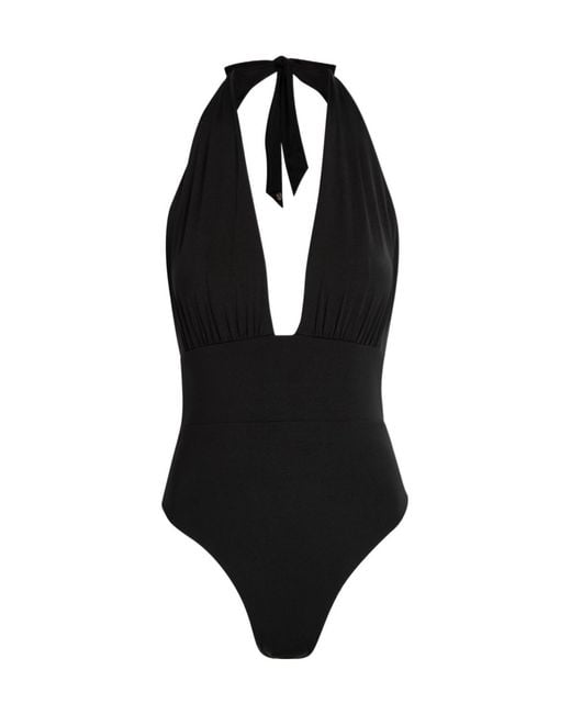 Max Mara Black Halterneck Stretch-Polyamide Swimsuit