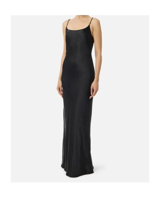 Elisabetta Franchi Black Chain-Strap Maxi Dress