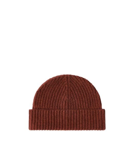Brunello Cucinelli Brown Cashmere English Rib Knit Beanie Hat for men