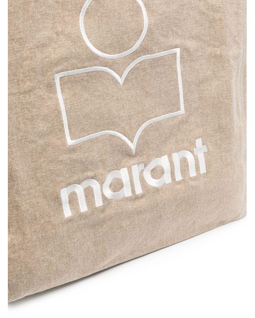 Isabel Marant Natural Yenky Logo Embroidered Tote Bag