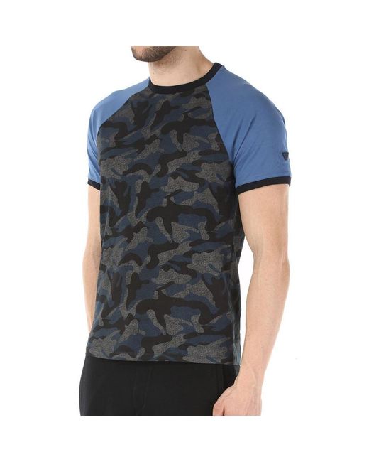 Armani Jeans Blue Camouflage T-Shirt for men